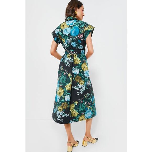 TUCKERNUCK Black Verdant Floral Chloe Dress NWT Size Large (Missing Belt) - Picture 4 of 12
